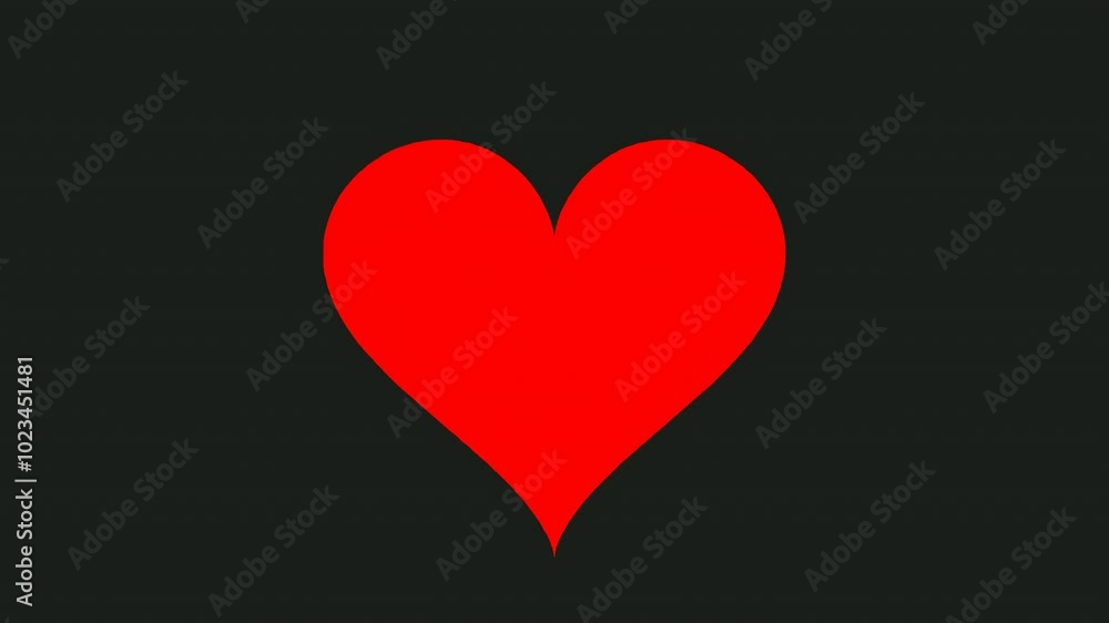 Animated heart beating rapidly on a black background; Valentine's Day theme