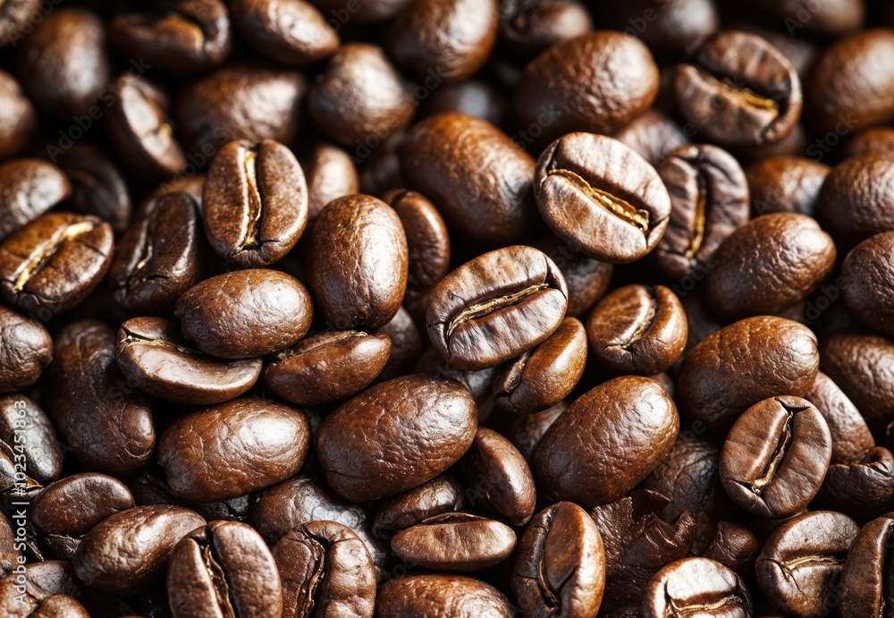 Close-up of roasted arabica coffee beans forming a textured background Close-up of roasted arabica coffee beans forming a textured background