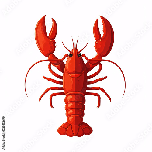red cartoon lobster illustration on white background