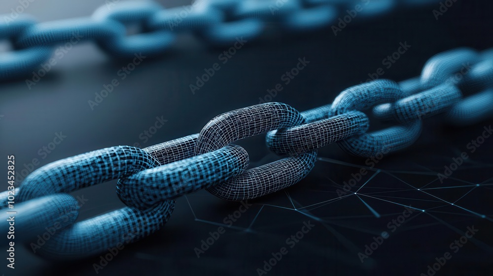 A close-up of a blue digital chain link on a dark background, symbolizing connectivity and technology. A close-up of a blue digital chain link on a dark background, symbolizing connectivity and technology.