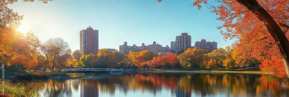Fototapeta premium American cityscape in the fall