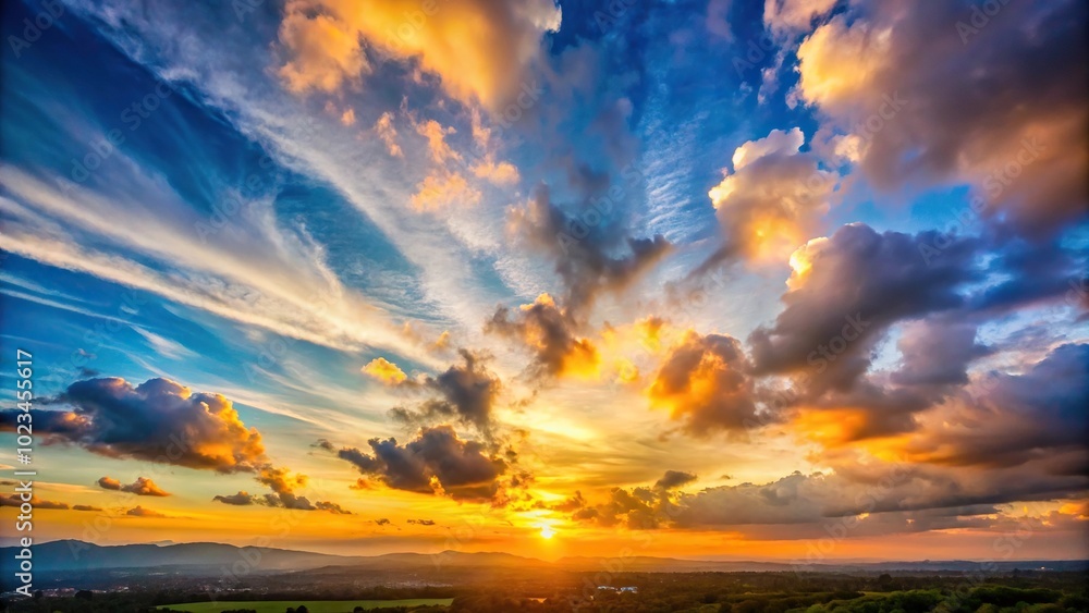 Obraz premium High Angle Clouds during sunset in the late afternoon