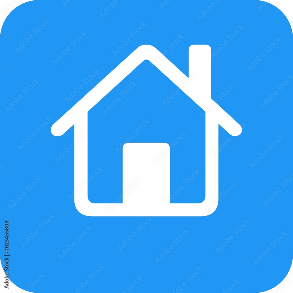 Home icon in white color on blue background. Home icon in white color on blue background.