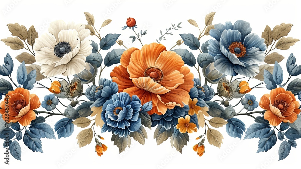 custom made wallpaper toronto digitalArt is a traditional bunch flower of floral ornaments. A multi-color motif on a light background, isolated element. Fantasy traditional bouquet