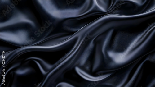 Dark Blue Satin Fabric Draped Background