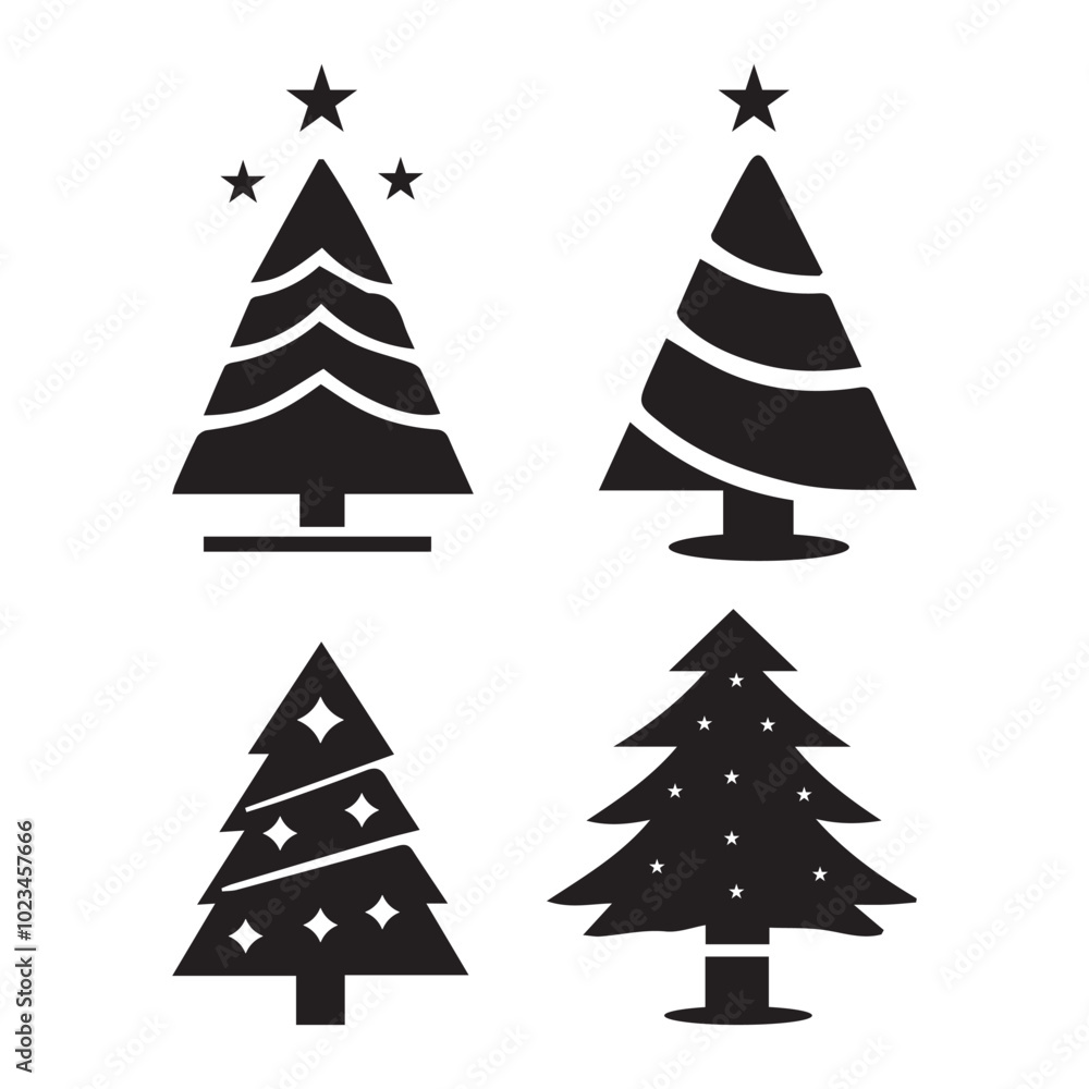Obraz premium Black Christmas Tree Silhouette Design