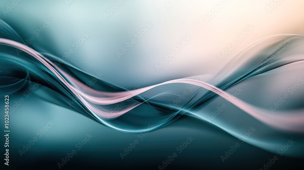 Obraz premium Abstract flowing lines in soft colors create a serene and dynamic visual effect.