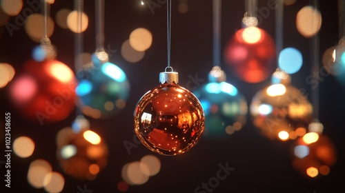 Vibrant Collection of Colorful Ornaments Glimmering in Mid-Air