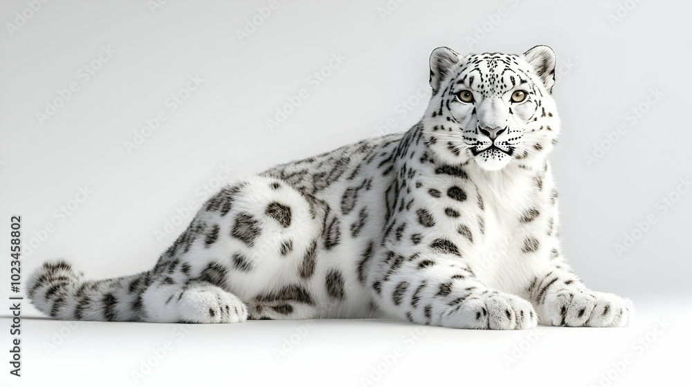 Naklejka premium White Snow Leopard 3D Illustration