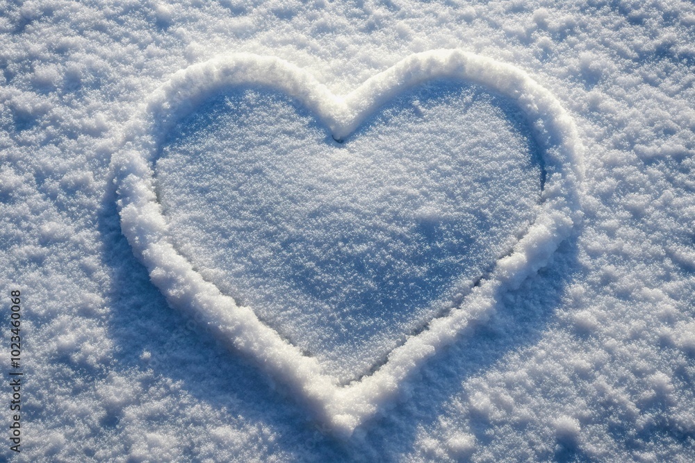 High angle large white heart with snow texture isolated object High angle large white heart with snow texture isolated object