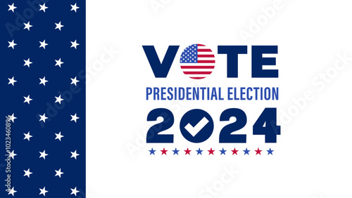 Vote 2024 Presidential Election Campaign Poster with Stars and Check Mark Design