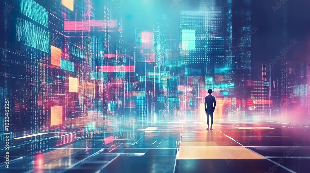 Visual concept of business and digital technology with virtual resources Visual concept of business and digital technology with virtual resources