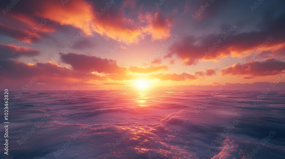 Sunset Over the Ocean - Digital Illustration Sunset Over the Ocean - Digital Illustration