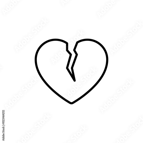 Simple broken heart symbol, representing heartbreak or sadness.