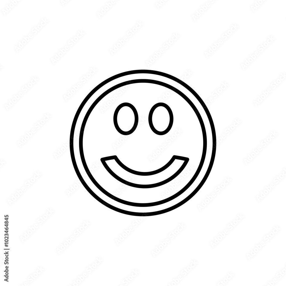 Fototapeta premium A simple smiley emoji icon, representing expressions, emotions, or reactions, commonly used in social media or communication apps.