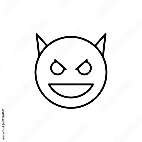 Icon of a mischievous or sinister face representing negative emotions.