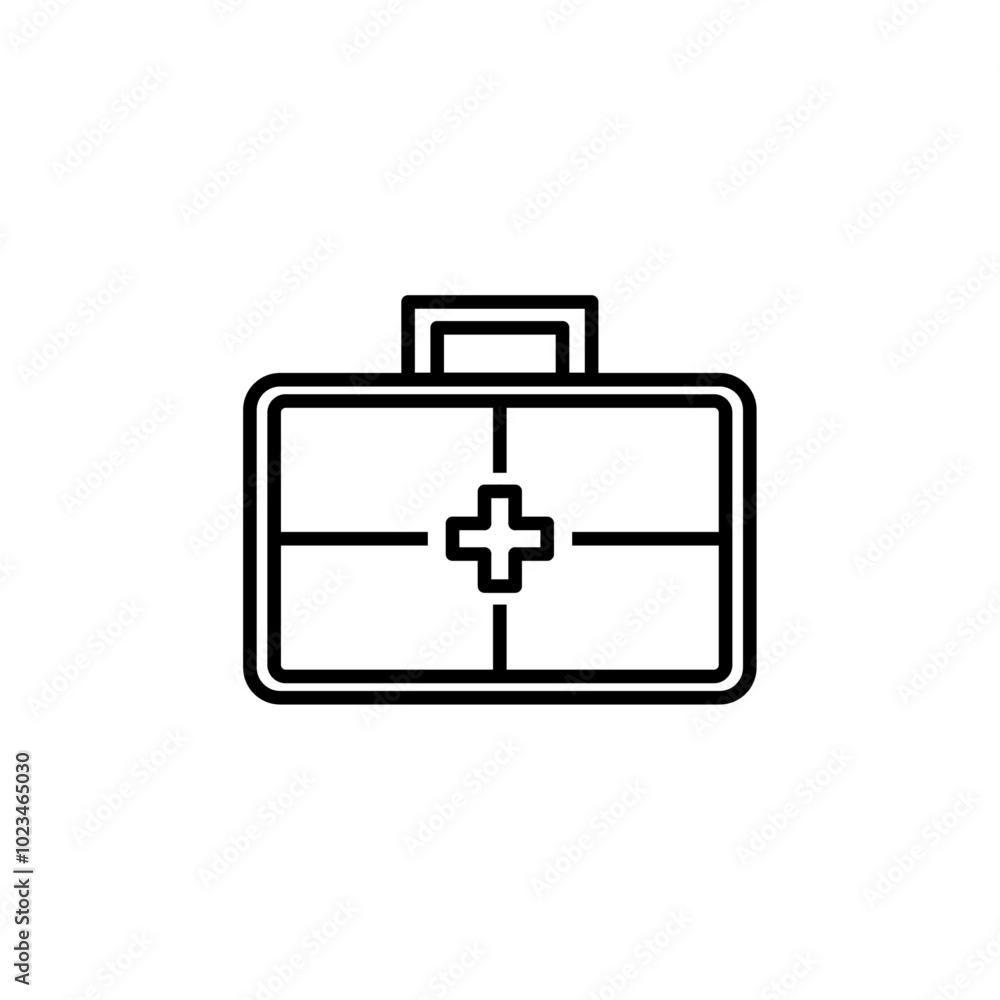 First aid kit icon representing health or emergency care. First aid kit icon representing health or emergency care.