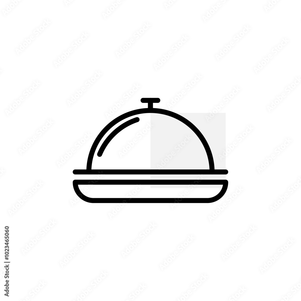 An outline icon of a covered food container, typically representing meal services, dining, or restaurant-related visuals. An outline icon of a covered food container, typically representing meal services, dining, or restaurant-related visuals.