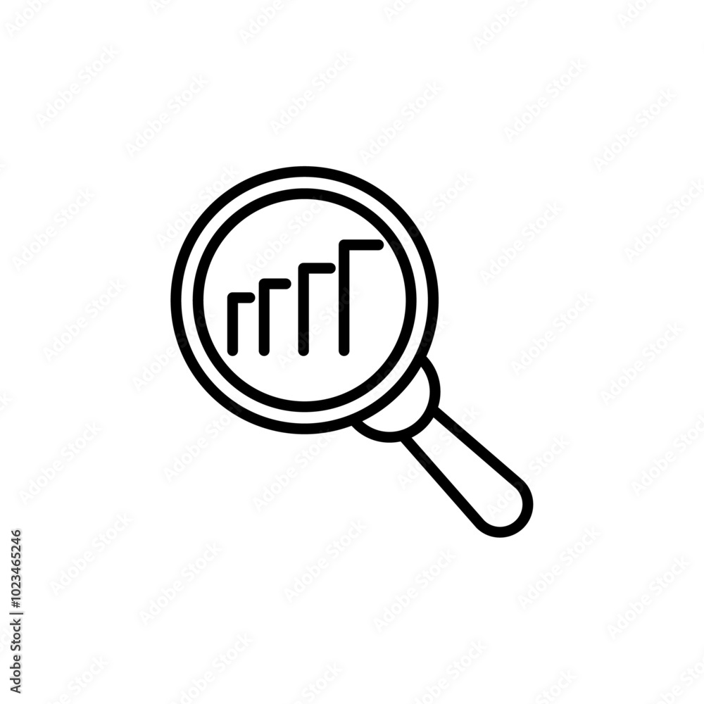 A magnifying glass over a graph, representing data analysis, research, or search functions in statistics or business contexts. A magnifying glass over a graph, representing data analysis, research, or search functions in statistics or business contexts.