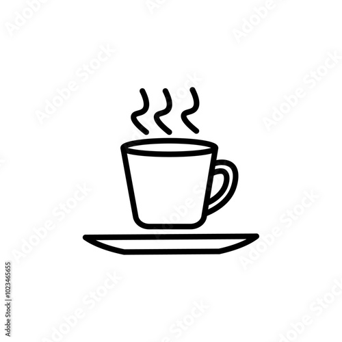 Icon of a steaming cup of hot tea, representing beverages or relaxation.