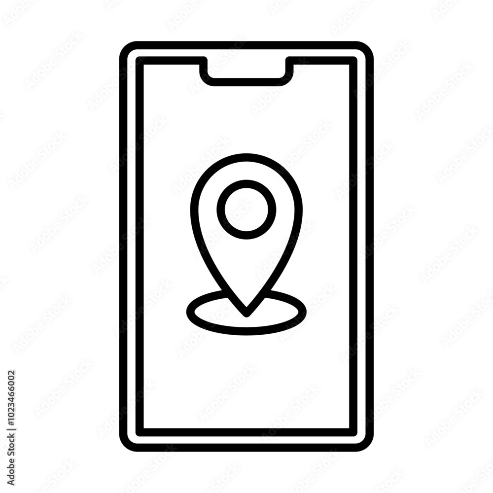 A phone icon with a location pin, symbolizing GPS or navigation features. A phone icon with a location pin, symbolizing GPS or navigation features.