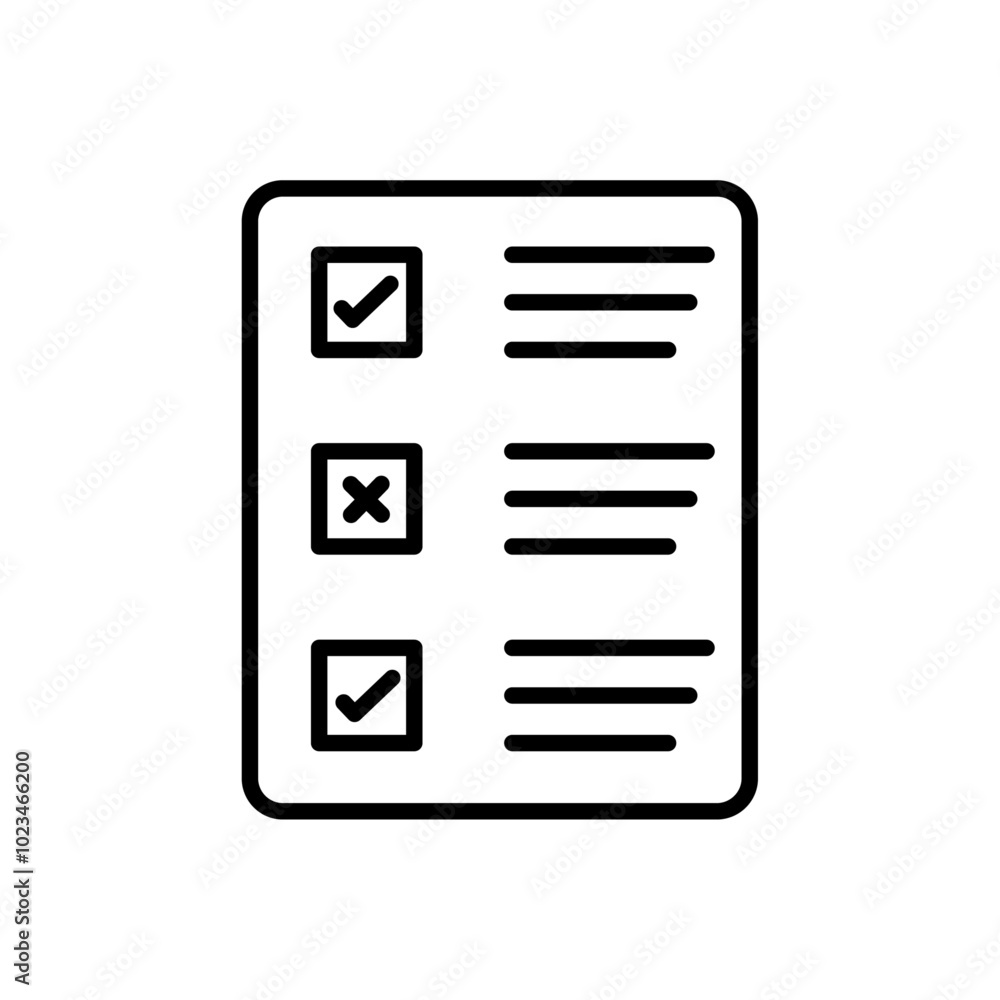An icon of a multiple-choice question sheet, representing exams, tests, or quizzes, commonly used in educational or academic contexts. An icon of a multiple-choice question sheet, representing exams, tests, or quizzes, commonly used in educational or academic contexts.