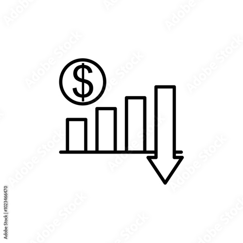 Icon representing a decrease in money value or economic loss.