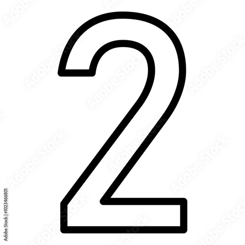 Outline icon of the number two, representing the second position or pair.