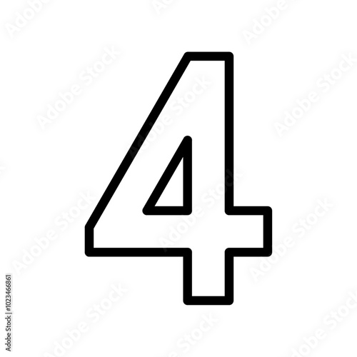Outline icon of the number four, representing numerals or sequence.