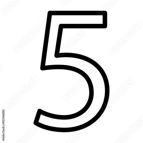 Simple outline icon of the number five, representing counting or rankings.