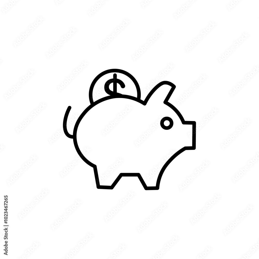 Outline of a piggy bank, symbolizing savings or financial management. Outline of a piggy bank, symbolizing savings or financial management.