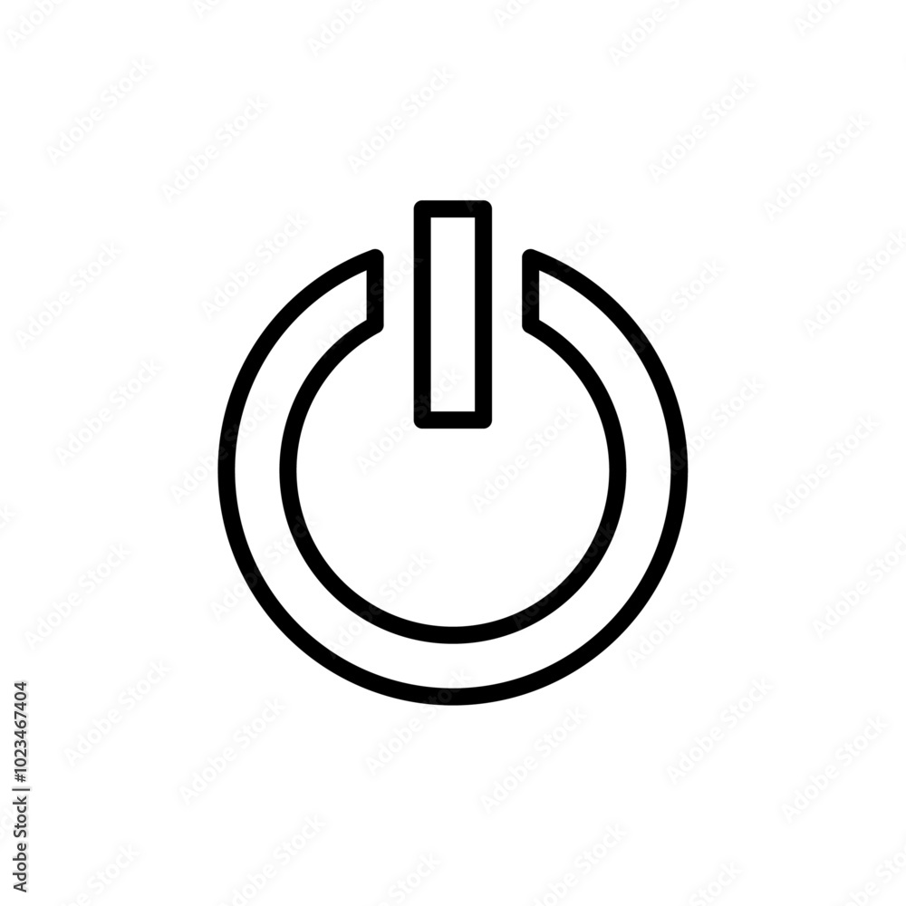 Simple outline of a power button, representing on/off control or electronics. Simple outline of a power button, representing on/off control or electronics.