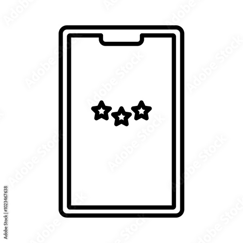 Outline of a phone with a star, symbolizing mobile app ratings or reviews.