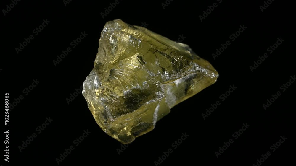 Citrine (yellow quartz) sample rotating against a black background. Citrine (yellow quartz) sample rotating against a black background.