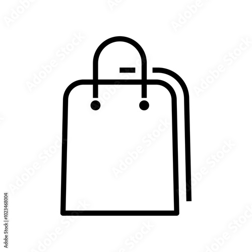 Outline icon of a shopping bag, representing retail or purchasing.