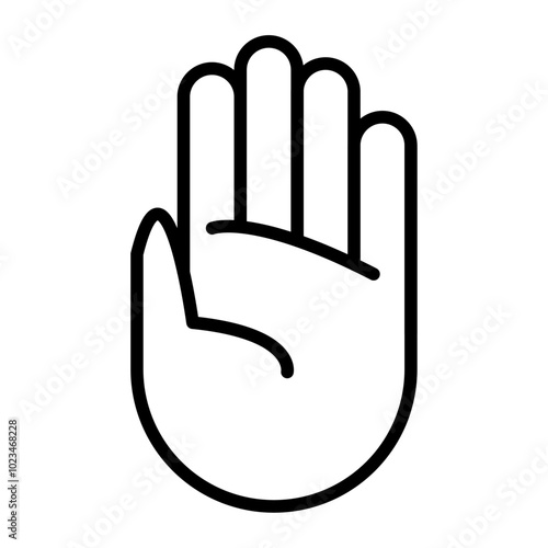 Outline of a hand in a stop gesture, symbolizing halt or warning.
