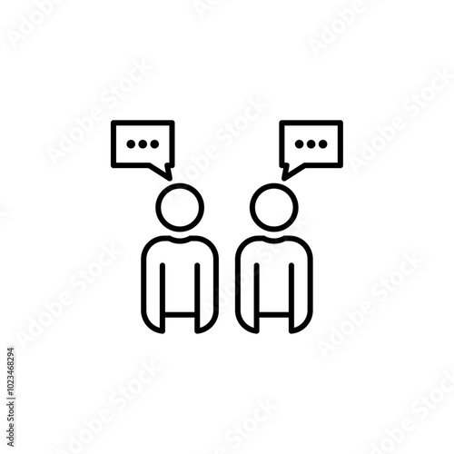 Outline of two people, symbolizing conversation or discussion.