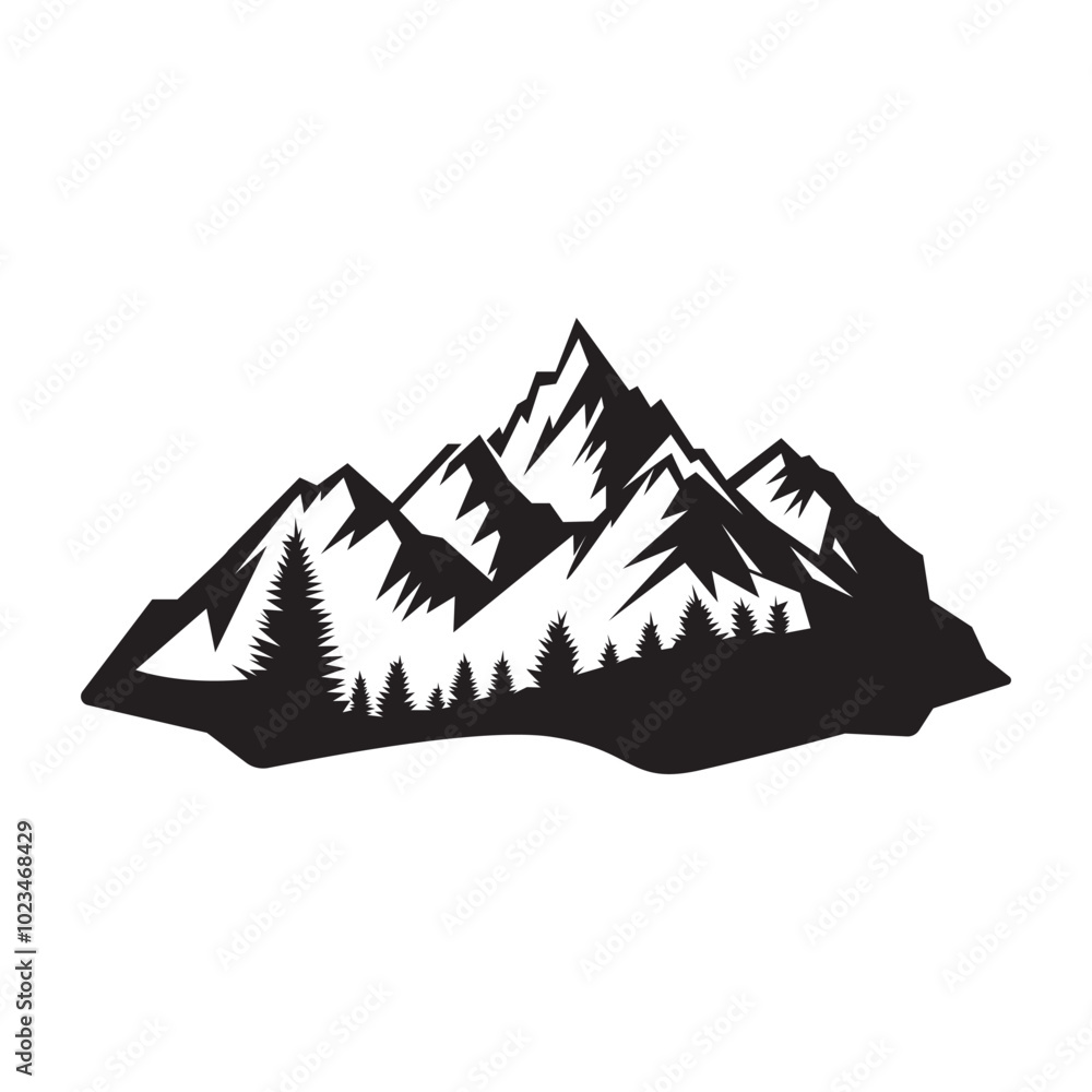 Fototapeta premium mountain logo vector with simple elegant black and white colors