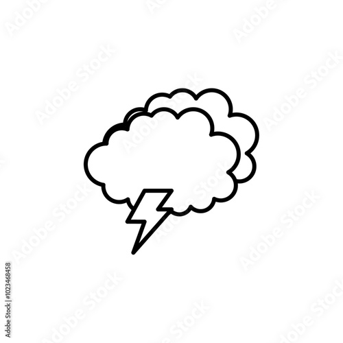 Outline icon of a thundercloud with a lightning bolt, symbolizing stormy weather.