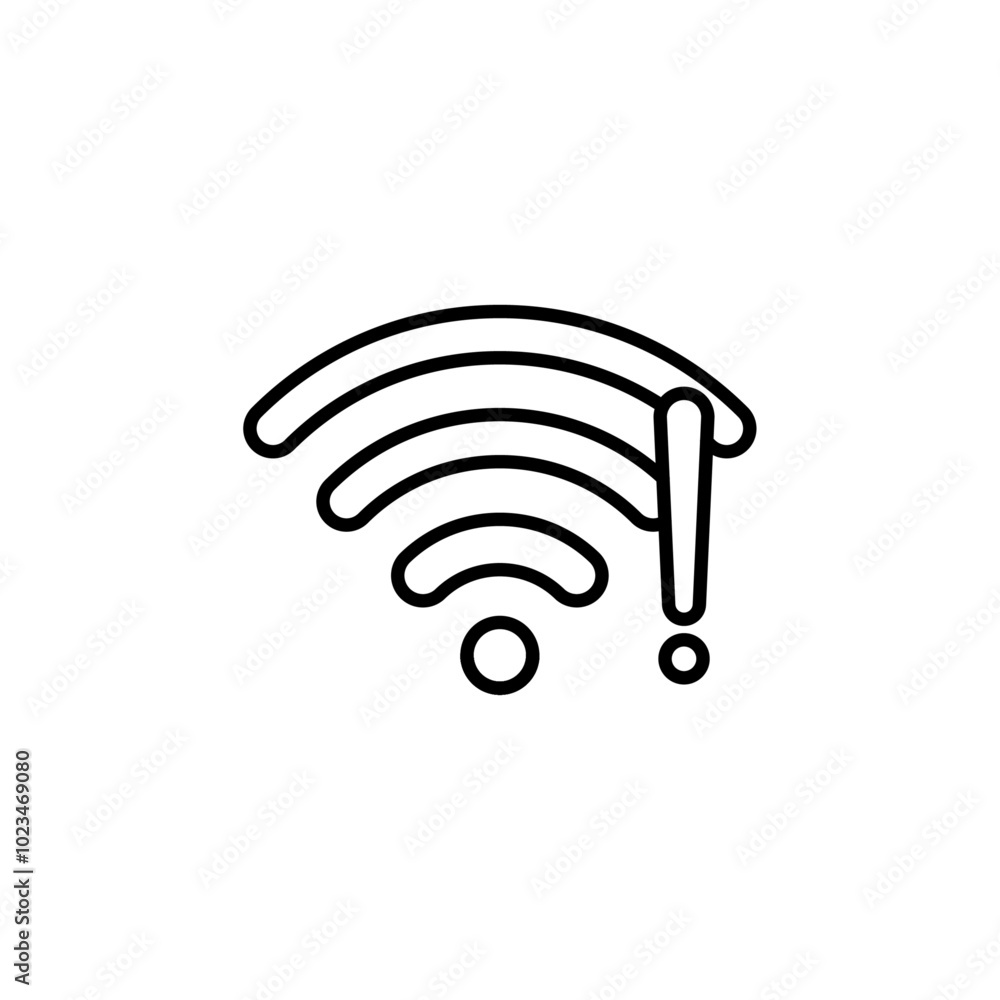 Wifi signal with an error symbol, indicating connectivity issues. Wifi signal with an error symbol, indicating connectivity issues.