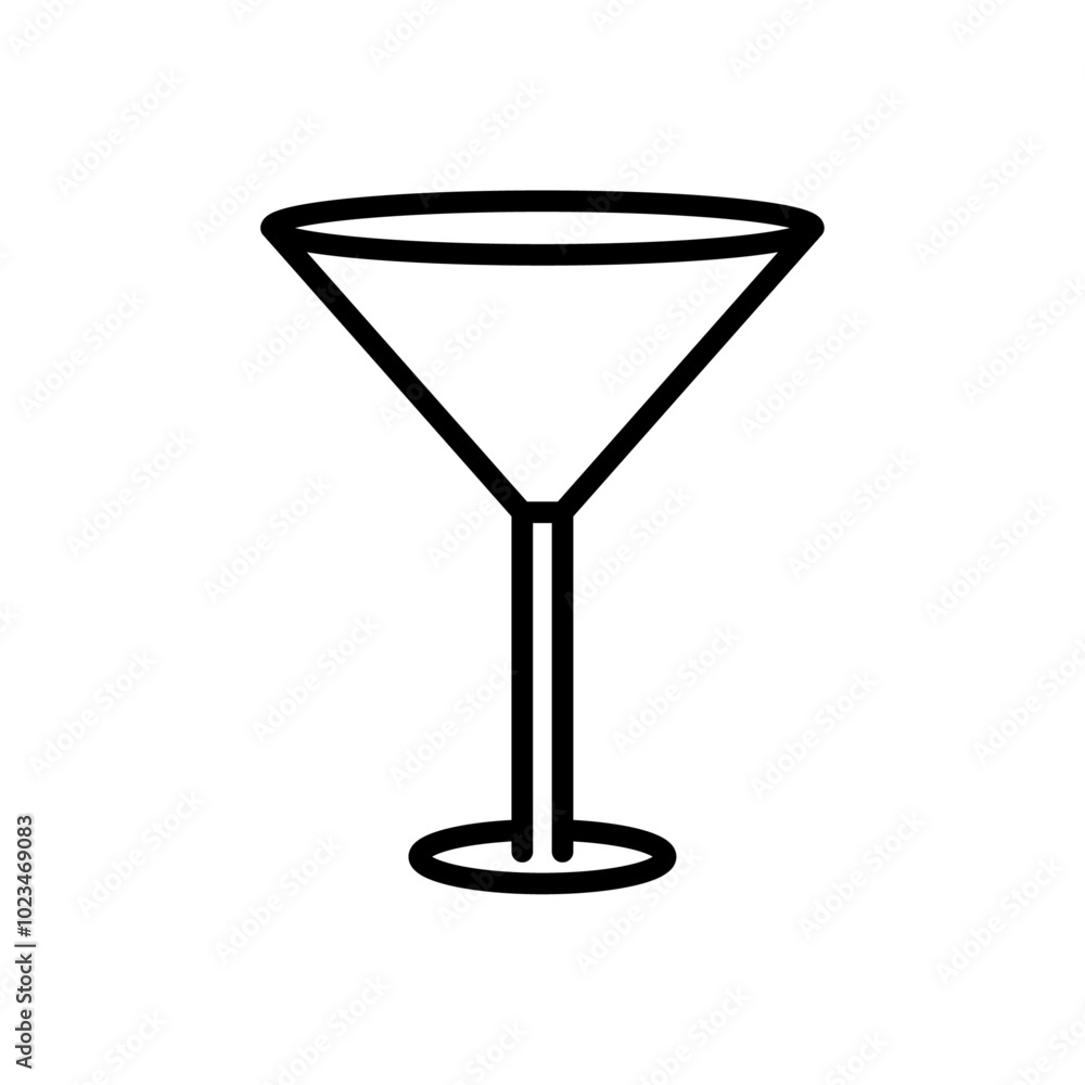 Icon of a wine glass representing alcoholic beverages or social gatherings. Icon of a wine glass representing alcoholic beverages or social gatherings.