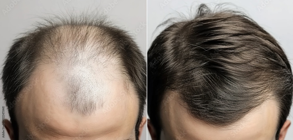 A before and after photo of a hair loss treatment
A before and after photo of a hair loss treatment