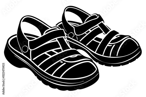  funky  sandals  silhouette vector illustration