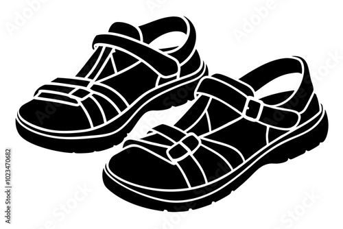  funky  sandals  silhouette vector illustration