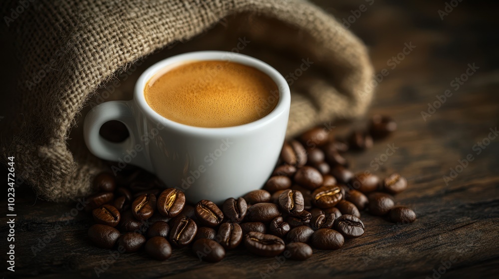 The Coffee Cup with Beans The Coffee Cup with Beans