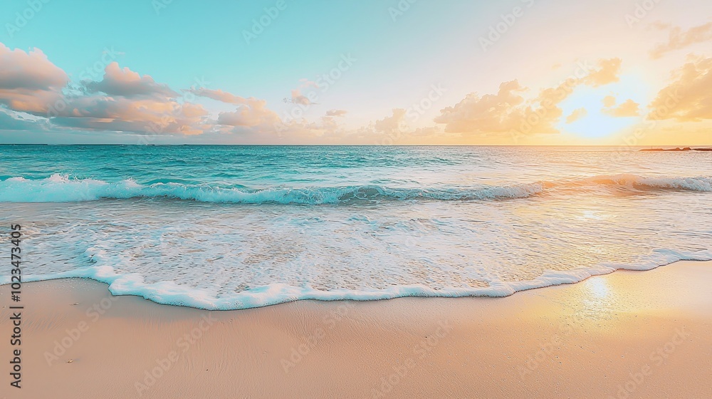 Obraz premium Serene Beach Scene with Gentle Pastel Sky