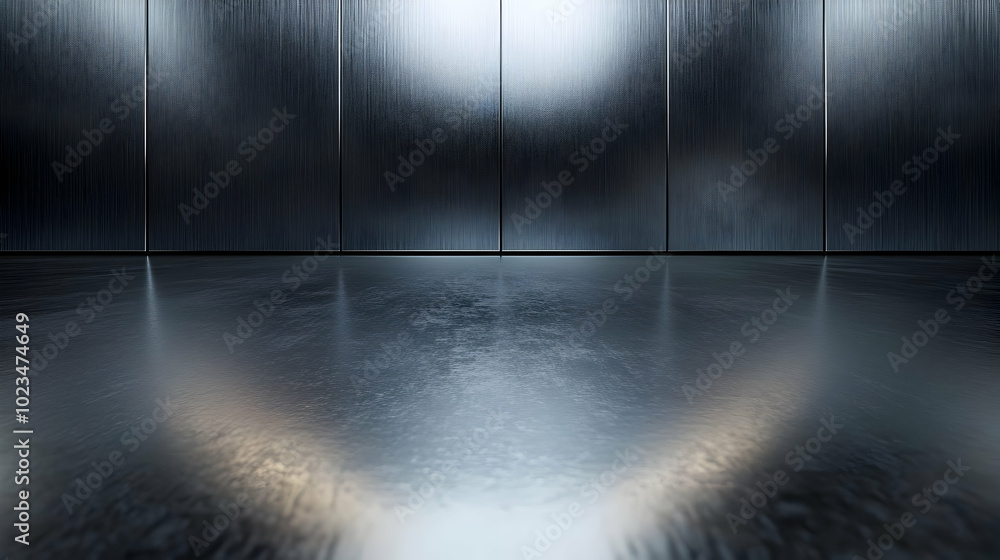 Steel Wall Background with Reflective Floor Steel Wall Background with Reflective Floor