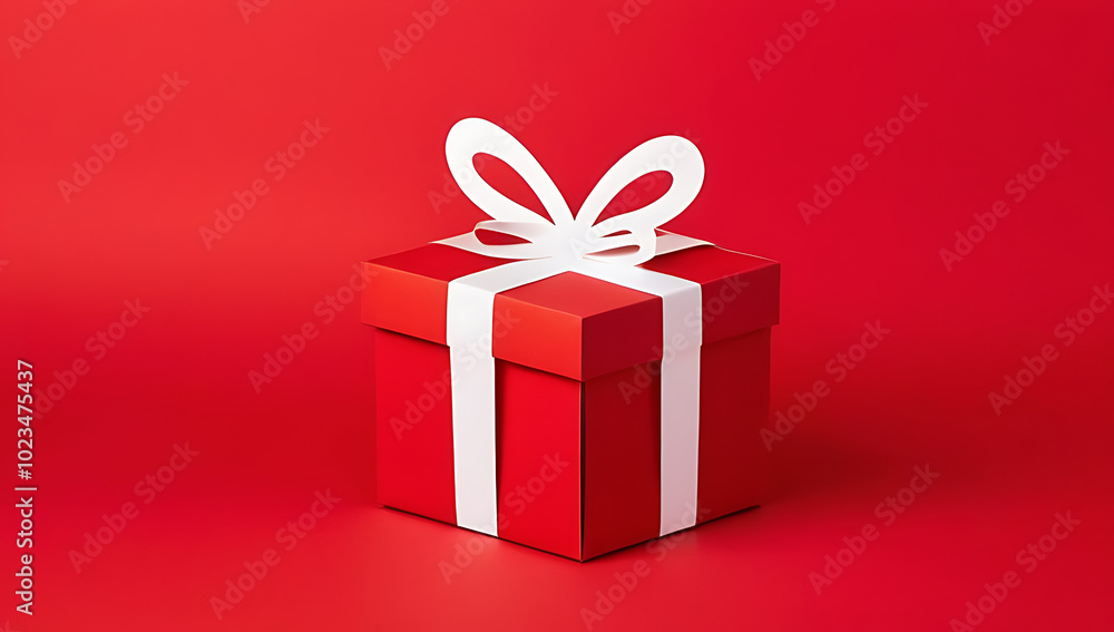 Obraz premium christmas gift box pattern vibrant red background