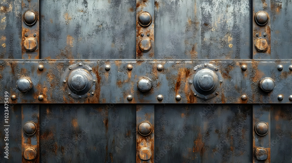 Rusty Metal Panel with Rivets 3D Illustration Rusty Metal Panel with Rivets 3D Illustration