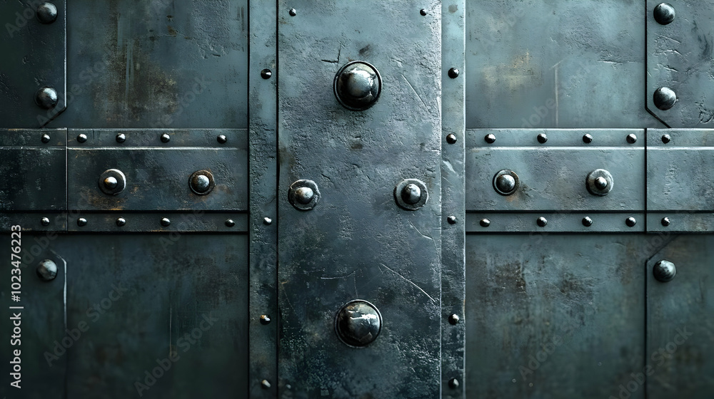 Fototapeta premium Dark Metallic Texture with Rivets 3d Illustration